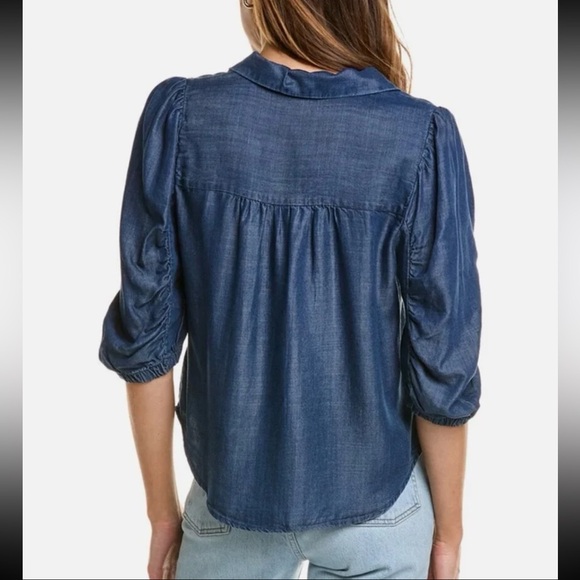 Splendid Puff Sleeve Denim Button Down Shirt 
size Small - Picture 3 of 12